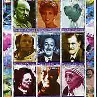 Somalia 2002 Personalities of the 20th Century #2 perf sheetlet containing 9 values, fine cto used (Churchill, Pope, Disney, N Armstrong, Diana, Mother Teresa, etc)