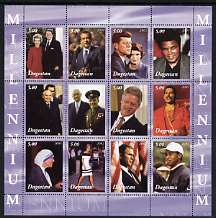 Dagestan Republic 2001 Millennium Personalities perf sheetlet containing set of 12 values unmounted mint (Reagan, JFK, M Ali, Tiger Woods, Mother Teresa, Gagarin, Diana, etc)