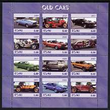 Komi Republic 2001 Old Cars #1 perf sheetlet containing set of 12 values unmounted mint