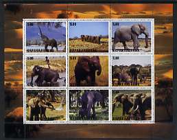 Karakalpakia Republic 2000 Elephants perf sheetlet containing set of 9 values unmounted mint