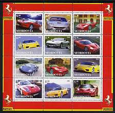 Mordovia Republic 2001 Ferrari Cars perf sheetlet containing set of 12 values unmounted mint