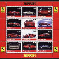 Tatarstan Republic 2002 Ferrari Cars perf sheetlet containing set of 12 values unmounted mint