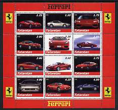 Tatarstan Republic 2002 Ferrari Cars perf sheetlet containing set of 12 values unmounted mint