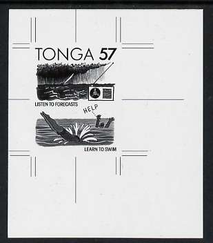 Tonga 1991 Accident Prevention 57s (Safety at Sea with English inscription) B&W photographic Proof, as SG 1125