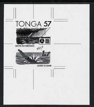 Tonga 1991 Accident Prevention 57s (Safety at Sea with English inscription) B&W photographic Proof, as SG 1125