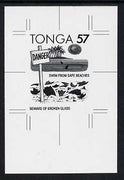 Tonga 1991 Accident Prevention 57s (Safety on the Beach with English inscription) B&W photographic Proof, as SG 1126