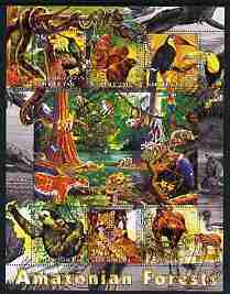 Kyrgyzstan 2004 Fauna of the World - Amazonian Forests perf sheetlet containing 6 values cto used