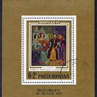 Rumania 1973 'Socfilex III' Stamp Exhibition (Painting by Livaditti) m/sheet cto used SG MS 4007