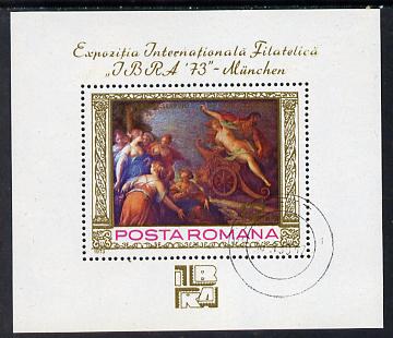 Rumania 1973 'IBRA 73' Stamp Exhibition (Painting by Von Aachen) m/sheet cto used SG MS 3998