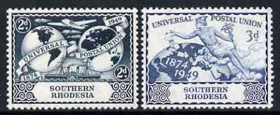 Southern Rhodesia 1949 Universal Postal Union Anniversary perf set of 2 unmounted mint, SG 68-69