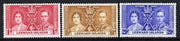 Leeward Islands 1937 KG6 Coronation perf set of 3 unmounted mint, SG 92-94*