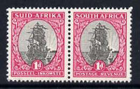 South Africa 1951 Van Riebeeck's Ship (redrawn) 1d horiz pair unmounted mint, SG135