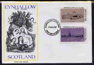 Eynhallow 1982 Submarines (Argonaut & U24) perf set of 2 values (40p & 60p) on illustrated cover with first day cancel