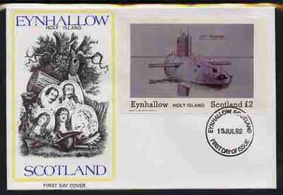 Eynhallow 1982 Submarines (HMS Revenge) imperf deluxe sheet (£2 value),on illustrated cover with first day cancel