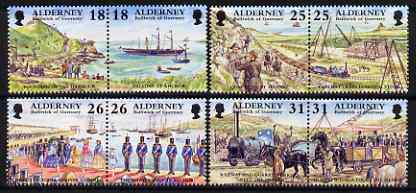 Guernsey - Alderney 1997 Garrison Island (1st series) perf set of 8 (4 se-tenant pairs) unmounted mint, SG A102-109