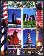 Congo 2004 Lighthouses of America (Great Lakes) perf sheetlet containing 4 values unmounted mint