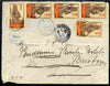 Gabon 1915 Re-directed cover bearing 5 x 1c Warrior stamp, cover opened out for display and part of flap missing