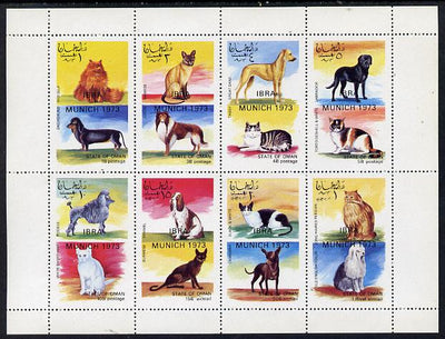 Oman 1972 Cats & Dogs perf set of 8 values opt'd IBRA Munich 1973 (1b to 1R) unmounted mint