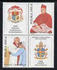 Poland 1992 11th Death Anniversary of Stefan Wyszinski (Primate of Poland) and 1st Anniversary of World Youth Day set of 2 in block of 4 se-tenant with labels unmounted mint, SG 3421-22