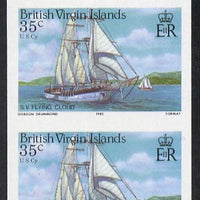 British Virgin Islands 1986 Visiting Cruise Ships 35c (SV Flying Cloud) imperf pair unmounted mint (SG 592var)