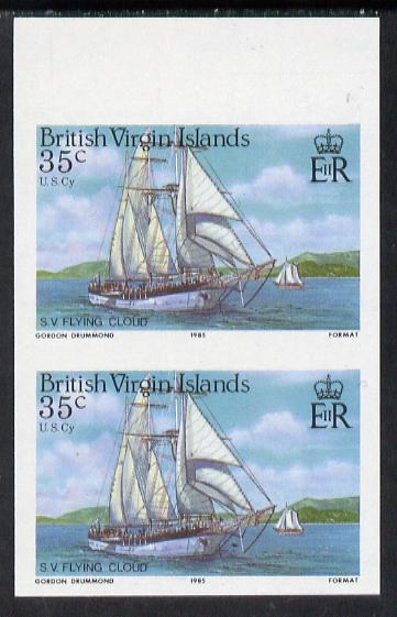 British Virgin Islands 1986 Visiting Cruise Ships 35c (SV Flying Cloud) imperf pair unmounted mint (SG 592var)