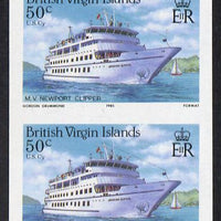 British Virgin Islands 1986 Visiting Cruise Ships 50c (MV Newport Clipper) imperf pair unmounted mint (SG 593var)