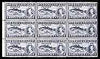 Newfoundland 1937 KG6 Coronation Codfish 1c (line perf 13.5 from 'long' KG6 Coronation set) unmounted mint block of 9, one stamp with 'fish hook flaw' R3/3, SG 257cb