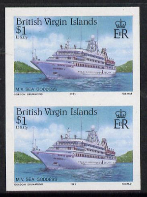 British Virgin Islands 1986 Visiting Cruise Ships $1 (MV Sea Goddess) imperf pair unmounted mint (SG 595var)