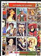 Senegal 1998 Cinema Stars perf sheetlet containing set of 9 values fine cto used (Sinatra, S Loren, Marilyn etc)