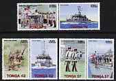 Tonga 1991 Defence Force perf set of 6 (3 se-tenant pairs) each opt'd SPECIMEN unmounted mint, as SG 1157-62