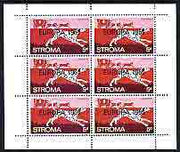 Stroma 1969 Dogs 5d (Dalmation) complete perf sheetlet of 6 with 'Europa 1969' opt unmounted mint