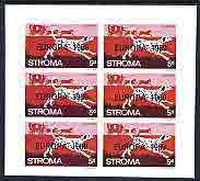 Stroma 1969 Dogs 5d (Dalmation) complete imperf sheetlet of 6 with 'Europa 1969' opt unmounted mint