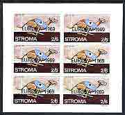 Stroma 1969 Dogs 2s6d (Greyhound) complete imperf sheetlet of 6 with 'Europa 1969' opt unmounted mint