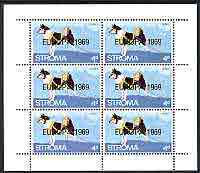 Stroma 1969 Dogs 4d (Husky) complete perf sheetlet of 6 with 'Europa 1969' opt unmounted mint