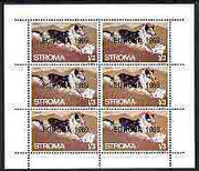 Stroma 1969 Dogs 1s3d (Collie) complete perf sheetlet of 6 with 'Europa 1969' opt unmounted mint