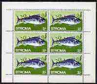 Stroma 1969 Fish 2s (Tunny) with 'Europa 1969' opt complete perf sheetlet of 6 values unmounted mint