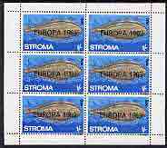 Stroma 1969 Fish 1s (Sole) with 'Europa 1969' opt complete perf sheetlet of 6 values unmounted mint