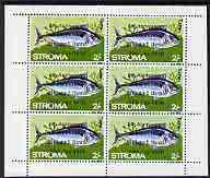 Stroma 1970 Fish 2s (Tunny) with '6th Anniversary of Death of Sir Winston Churchill' opt in error complete perf sheetlet of 6 values unmounted mint