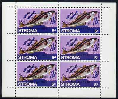 Stroma 1970 Fish 5d (Haddock) with '6th Anniversary of Death of Sir Winston Churchill' opt in error complete perf sheetlet of 6 values unmounted mint