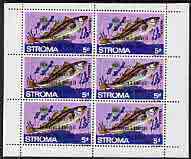 Stroma 1970 Fish 5d (Haddock) with silver dot obliterating '6th' then opt'd '5th Anniversary of Death of Sir Winston Churchill' complete perf sheetlet of 6 values unmounted mint