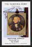 Match Box Label - The Norfolk Hero (showing portrait of Nelson) unused and pristine