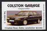 Match Box Label - Colston Garage, Lanarkshire (showing Renault) unused and pristine