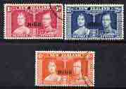 Niue 1937 KG6 Coronation perf set of 3 cds used, SG 75-76