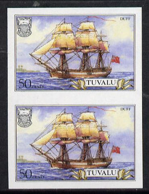 Tuvalu 1986 Ships #3 Full-rigged Duff 50c imperf pair (as SG 379)