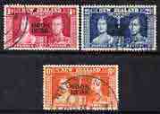 Cook Islands 1937 KG6 Coronation perf set of 3 cds used, SG 124-26