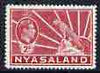 Nyasaland 1938-44 KG6 Leopard 2d carmine unmounted mint, SG 133a*