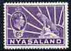 Nyasaland 1938-44 KG6 Leopard 6d violet unmounted mint, SG 136*