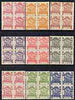 North Borneo 1888-92 Arms set of 9 values to 10c in blocks of 4, unmounted mint but probably forgeries, as SG 36-44