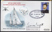 Great Britain 1974 British Army Round the World Yacht race cover carried on board 'British Soldier' during stage 4 (Rio to Portsmouth) bearing Great Britain Explorers 5p with special cancel and signed by the Skipper Lt Col James Myatt