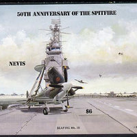 Nevis 1986 Spitfire (Seafire) on Aircraft Carrier $6 m/sheet imperf unmounted mint as SG MS 376